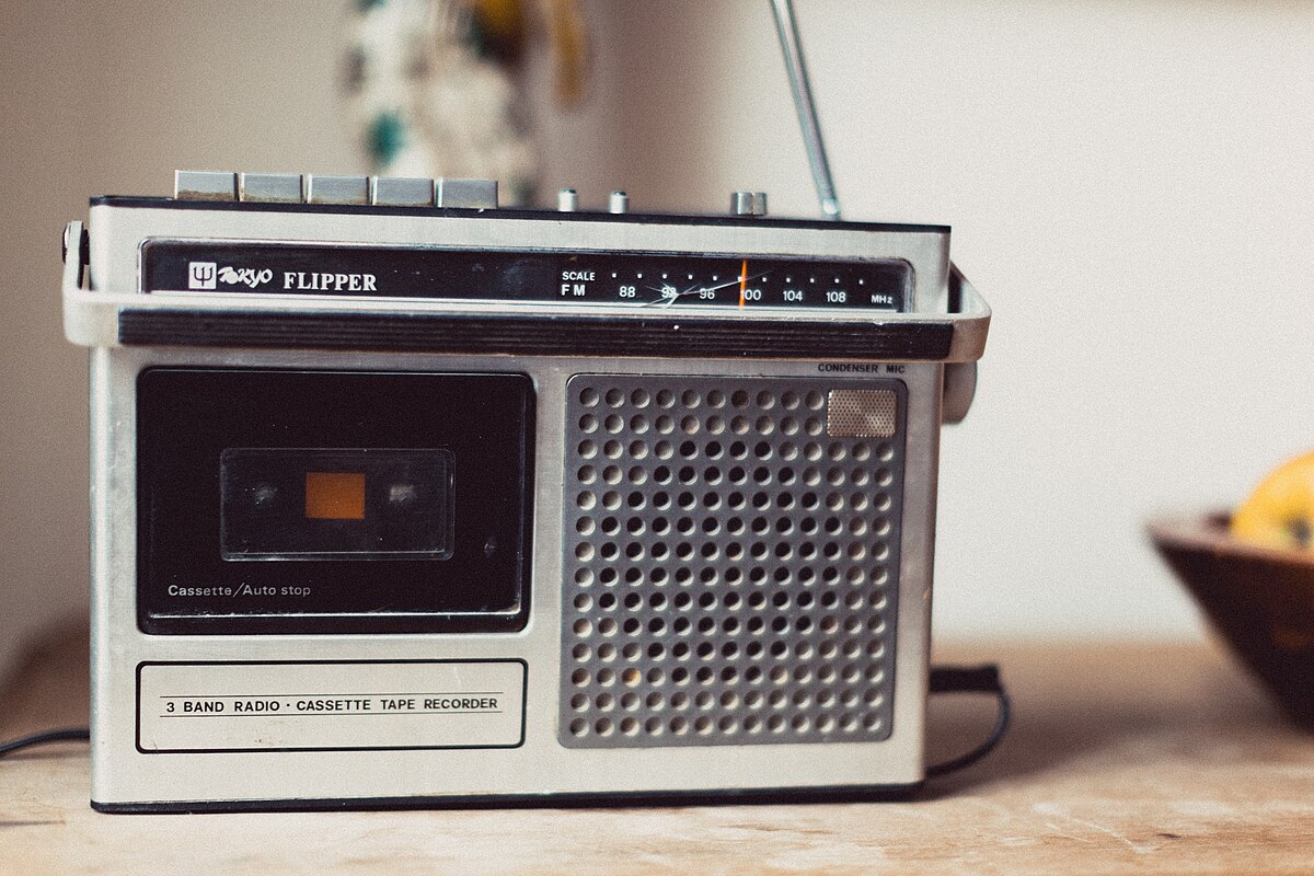 Cassette recorder representing DOJ Epstein audio files and older mixed-format evidence workflows