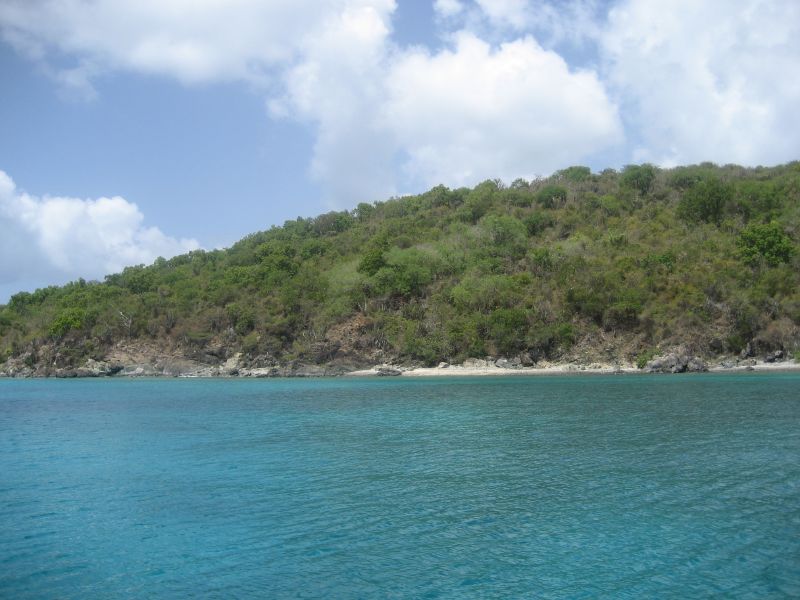 Satellite comparison of Great St. James and Little St. James near St. Thomas